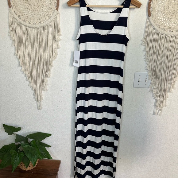 Just fab blue and white striped maxi bodycon dress small - Picture 3 of 4